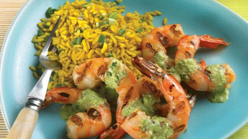 Grilled Shrimp with Mint Salsa Verde