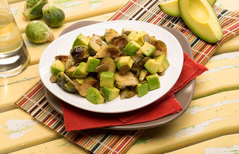 Avocados From Mexico Avocado Brussel Sprouts Salad with Pumpkin Seeds Heart-Check certified recipe